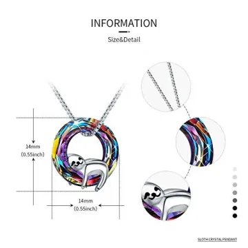 JUSTKIDSTOY Sloth Necklace Sterling Silver Crystal Gift