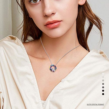 JUSTKIDSTOY Sloth Necklace Sterling Silver Crystal Gift