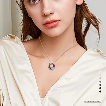 JUSTKIDSTOY Sloth Necklace Sterling Silver Crystal Gift