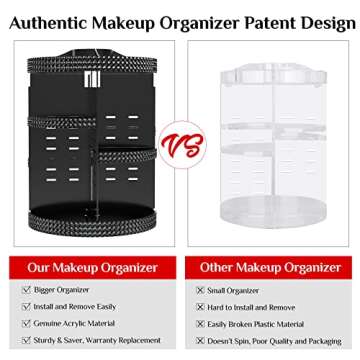 Famitree Black 360 Makeup Organizer - Large Capacity Storage