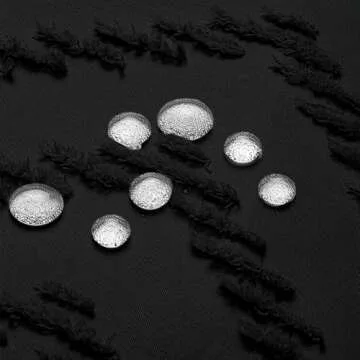 Extra Long Black Boho Shower Curtain 84 Inch Black Tufted Chevron Striped Fabric Shower Curtains for Bathroom Modern Shabby Chic Waterproof Cloth Shower Curtain Set with Hooks, Black