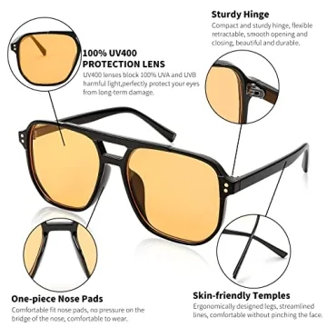 FEISEDY Retro Square Aviator Sunglasses for All