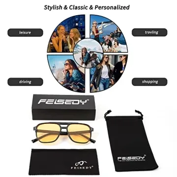 FEISEDY Retro Square Aviator Sunglasses for All