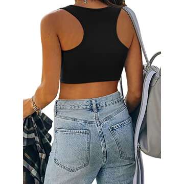 Womens Nashville Sparkly Rhinestone Fringe Sleeveless Crop Tops Y2K Raceback Ribbed Cropped Tank Top...