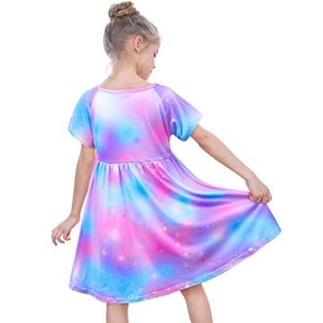 ICOSY Girls Nightgowns Unicorn Dress Pajamas for Toddler Girls Princess Nightgown Dress Unicorn Clothes for Girls Purple Teal