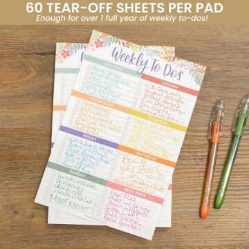 bloom daily planners Undated Weekly Tear-Off To Do List Planning Pad with Magnets - Hanging Notepad Organizer for Fridge - 6” x 9” - Floral Dots