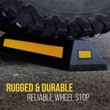 Pyle Heavy Duty Vehicle Wheel Stop Rubber Parking Tire Block for Cars, Trucks, Buses, Vans, Trailers, RVs, and Forklifts (Set of 2)