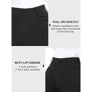 Stelle Women 28"/30"/ 32" Bootcut Dress Pants Business Casual Work Pants with Pockets Pull On Regular Slacks for Office (30" Black, Medium)