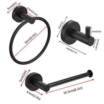 Stainless Steel Bathroom Hardware Set Brushed Gold 3 Pieces Bathroom Hardware Accessories Sets Wall Mounted Double Towel Ring Towel Holder Hook Toilet Paper Holder