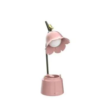 KoudHug Pink Desk Lamp, Rechargeable LED Lamp with USB Charging Port, Kawaii Desk Accessories, 3 Color Modes & Stepless Dimming, Cute Lamp for College Dorm Bedroom Reading