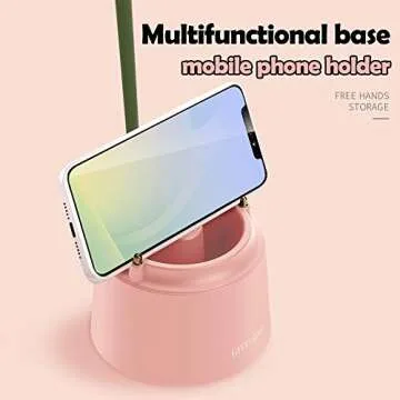 KoudHug Pink Desk Lamp, Rechargeable LED Lamp with USB Charging Port, Kawaii Desk Accessories, 3 Color Modes & Stepless Dimming, Cute Lamp for College Dorm Bedroom Reading