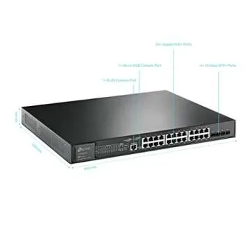 TP-Link TL-SG3428XMP | Jetstream 24 Port Gigabit Smart Managed L2+ PoE switch | 24 PoE+ Port @384W, 4 * 10GE SFP+ Slots | Support Omada SDN | IPv6 and Static Routing