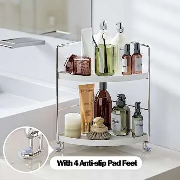 Stylish KINGBERWI Bathroom Corner Organizer for Small Spaces