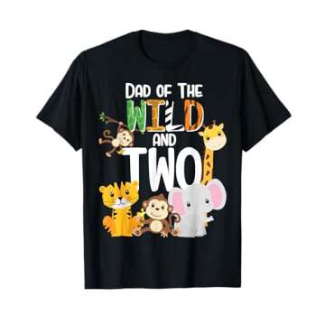Dad of the Wild and Two Zoo Theme Birthday Safari Jungle T-Shirt