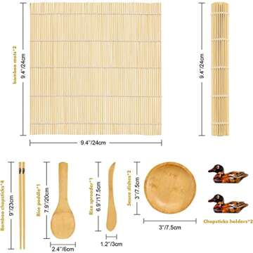 Sushi Making Kit, STNTUS Sushi Mat, Bamboo Sushi Roller Mat, Sushi Kit Gift Set, 12 Pcs Sushi Making...