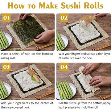 Sushi Making Kit, STNTUS Sushi Mat, Bamboo Sushi Roller Mat, Sushi Kit Gift Set, 12 Pcs Sushi Making Kit for Beginners, Bamboo Sushi Rolling Mats, Kitchen Gadgets