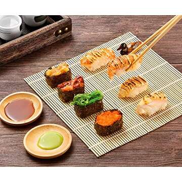 Sushi Making Kit, STNTUS Sushi Mat, Bamboo Sushi Roller Mat, Sushi Kit Gift Set, 12 Pcs Sushi Making Kit for Beginners, Bamboo Sushi Rolling Mats, Kitchen Gadgets