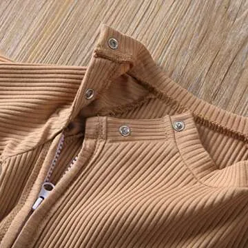 CIYCUIT Newborn Baby Boy Girl Cotton Knitted Onesie Jumpsuit Gender Neutral Infant Ribbed Romper Clothes Khaki 0-3 Months