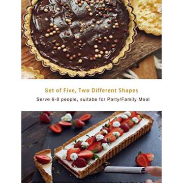 Yamteck 14 Inch Rectangle Tart Pan and 5 Inch Round Mini Tart Pans with Removable Bottom. Quiche Pan...