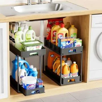 Delamu Under Sink Organizers - 2 Pack Pull Out Cabinet Storage