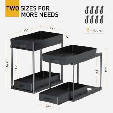 Delamu Under Sink Organizers - 2 Pack Pull Out Cabinet Storage