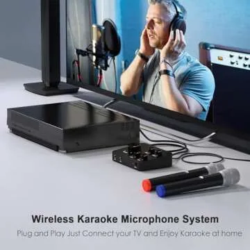 Wireless Karaoke Mixer System with Dual Handheld Microphones