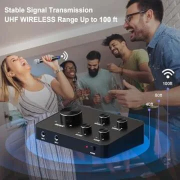 Wireless Karaoke Mixer System with Dual Handheld Microphones