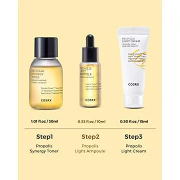 COSRX Honey Glow Kit, Korean Skin Care Set with Propolis Facial Toner, Serum, & Cream, Mini Travel Essentials, Deep Moisture, Hydration, Nourishment, Travel Size Gift Set, Korean Skin Care