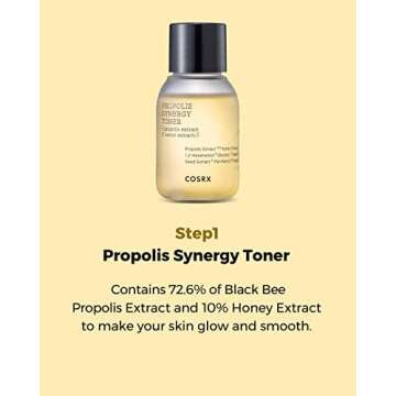 COSRX Honey Glow Kit, Korean Skin Care Set with Propolis Facial Toner, Serum, & Cream, Mini Travel Essentials, Deep Moisture, Hydration, Nourishment, Travel Size Gift Set, Korean Skin Care