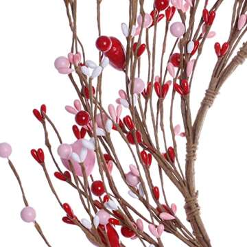 LLZLL Valentine’s Day Wreath,15 Inches Valentine’s Day Wreaths for Front Door Pink Red Heart Berry Wreath for Valentine’s Day Wedding Decor (Red/Pink/White)