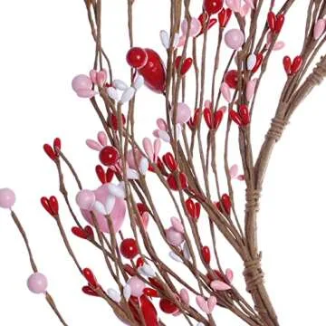 LLZLL Valentine’s Day Wreath,15 Inches Valentine’s Day Wreaths for Front Door Pink Red Heart Berry Wreath for Valentine’s Day Wedding Decor (Red/Pink/White)