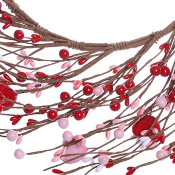 LLZLL Valentine’s Day Wreath,15 Inches Valentine’s Day Wreaths for Front Door Pink Red Heart Berry Wreath for Valentine’s Day Wedding Decor (Red/Pink/White)