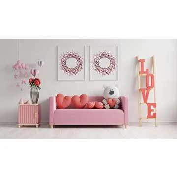 LLZLL Valentine’s Day Wreath,15 Inches Valentine’s Day Wreaths for Front Door Pink Red Heart Berry Wreath for Valentine’s Day Wedding Decor (Red/Pink/White)