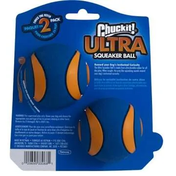 Chuckit! Ultra Ball, Medium 2 Pack Ultra Squeaker Ball 2 Pack