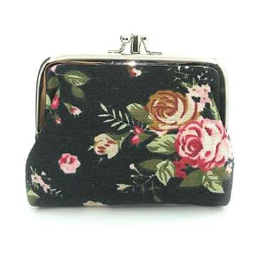 Sanxiner Cute Floral Buckle Coin Purses Vintage Pouch Kiss-lock Change Purse Wallets