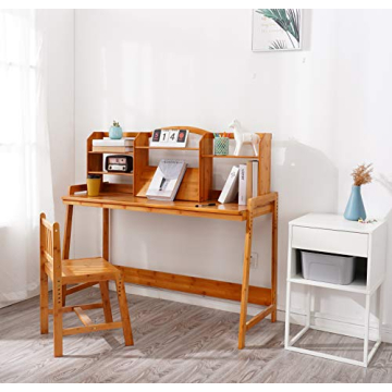 UNICOO Adjustable Bamboo Kids Desk and Chair Set