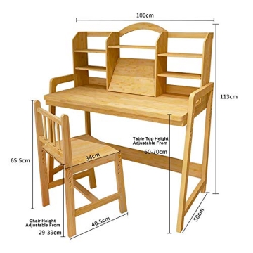 UNICOO Adjustable Bamboo Kids Desk and Chair Set