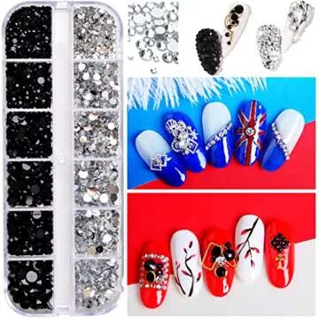 editTime 10500 Pieces Nail Art Rhinestones Crystals AB Flatback Rhinestones Stones Gems with Pick Up Tweezer and Brush for Nail Art Makeup Shoes Clothes Crafts (kit-1)