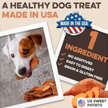 Sweet Potato Slices For Dogs - Single Ingredient Grain Free Dog Treats, Best High Anti-Oxidant Healthy 100% Natural Thick Cut Dried Sweet Potato Dog Treats With No Added Preservatives (2lb)