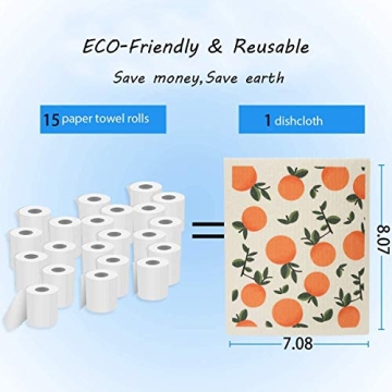 UMOYIT Swedish Dish Clothes Reusable Kitchen Dish Towels Absorben and Fast Dry Cleaning Cloths Set of 4 No Odor Wipes (Orange)