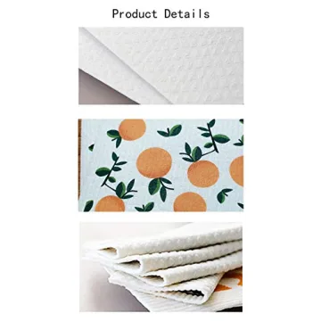 UMOYIT Swedish Dish Clothes Reusable Kitchen Dish Towels Absorben and Fast Dry Cleaning Cloths Set of 4 No Odor Wipes (Orange)