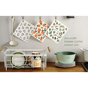 UMOYIT Swedish Dish Clothes Reusable Kitchen Dish Towels Absorben and Fast Dry Cleaning Cloths Set of 4 No Odor Wipes (Orange)