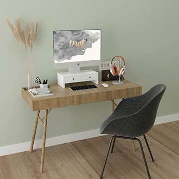 Elegant WELLAND Monitor Stand Riser with Drawers