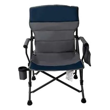 Pacific Pass Heavy Duty Padded Chair w/ Built-In Storage and Cup Holder, Includes Bag - Navy/Gray