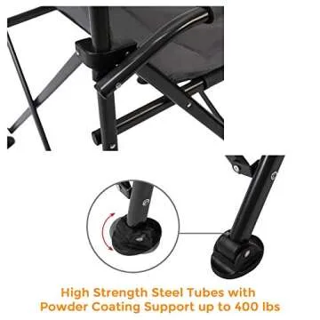 Pacific Pass Heavy Duty Padded Chair w/ Built-In Storage and Cup Holder, Includes Bag - Navy/Gray