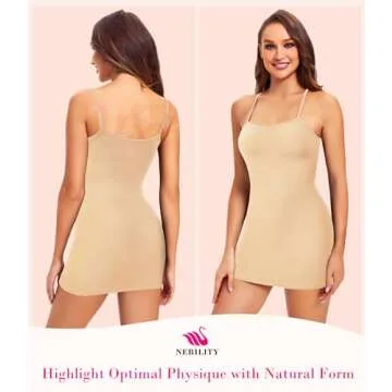 Nebility Body Shaper for Women Tummy Control Full Slip Shapewear Under Dress Adjustable Spaghetti Strap