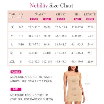 Nebility Body Shaper for Women Tummy Control Full Slip Shapewear Under Dress Adjustable Spaghetti Strap