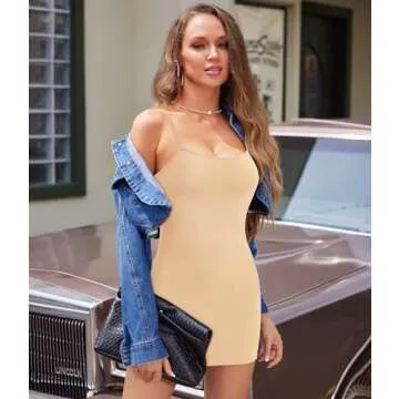 Nebility Body Shaper for Women Tummy Control Full Slip Shapewear Under Dress Adjustable Spaghetti Strap