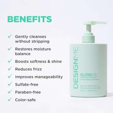 Design.Me GLOSS.ME Hydrating Shampoo | Hemp & Argan Oil Shampoo Adds Softness & Shine | Straight, Wa...