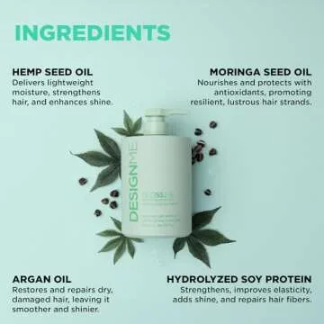 Design.Me GLOSS.ME Hydrating Shampoo | Hemp & Argan Oil Shampoo Adds Softness & Shine | Straight, Wavy, or Curly Hair Shampoo | Sulfate-Free & Color-Safe Moisturizing Shampoo for Dry Hair, 32 Fl Oz